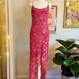 Y2K fairy beaded Cache hot pink dress!